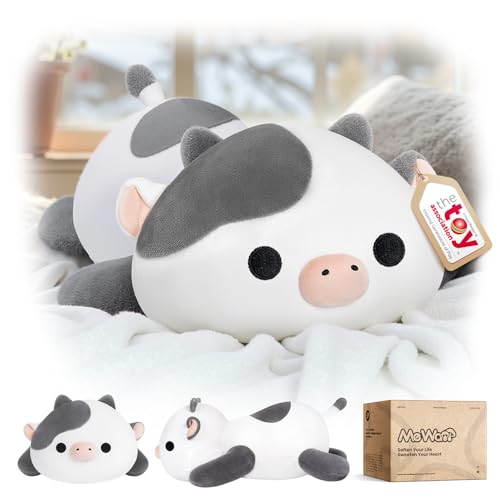 Niedliches Kuh-Plüsch-Kissen, Kawaii Plüschtiere weiße Kuh, Squishy Plüschtiere, Kuschel-Plüsch-Kissen für Kinder & Mädchen (20 Inch) von Mewaii