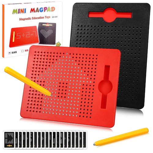 Mexgcom 2 Stück Magnetische Zeichentafel, Magnetspiel für Kinder, Magische Magnetische Zeichenbretter Mit Stift und Karte, zaubermaltafel für Kinder Familienbildung und Schulbildung (Rot + Schwarz) von Mexgcom