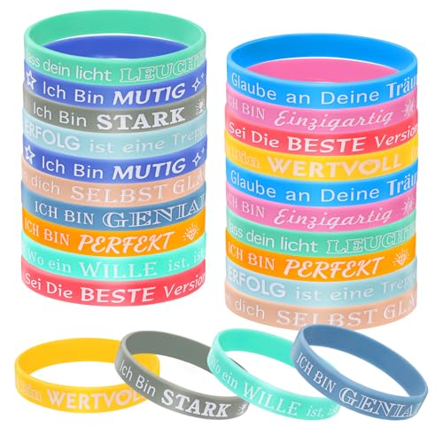 Mexgcom 2x12 Personalisierte Silikon-Armbänders(24Pcs), Inspirierende Sprüche Silikon Armbänder, für Motivation, Spendenaktionen, Bewusstsein, personalisierte Gummi-Armbänder, Motivationsarmbänder von Mexgcom