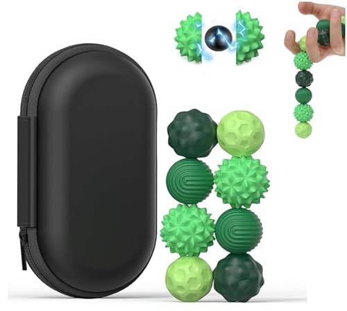 Mexgcom 8 Stück Magnetische Stress Kugeln, Fidget Toys Erwachsene & Kinder, Silikon Sensorik Spielzeug - Anti-Stress und Entspannen, Magnetkugeln Stress Spielzeug für Zuhause & Büro (Grün) von Mexgcom