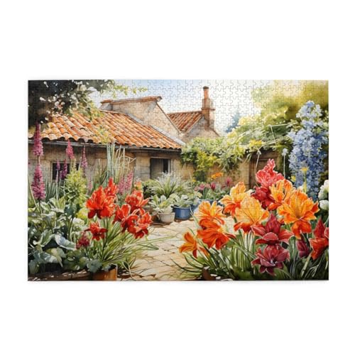 Mexpekil 1000 Teile Puzzles für Erwachsene Bauernhaus Blume Floral Landschaft Holzpuzzles Herausfordernde Puzzlespiele für Jugendliche Geschenke von Mexpekil