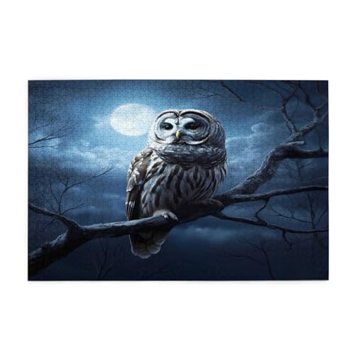 Mexpekil 1000 Teile Puzzles für Erwachsene Halloween Eule Mond Holzpuzzles Herausfordernde Puzzlespiele für Jugendliche Geschenke von Mexpekil