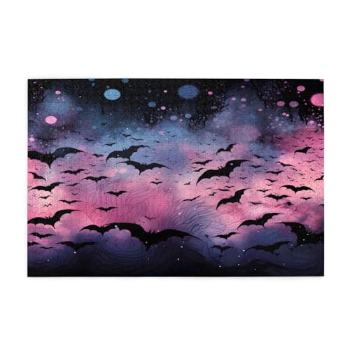 Mexpekil 1000 Teile Puzzles für Erwachsene Halloween Fledermäuse Tier Holzpuzzles Herausfordernde Puzzlespiele für Jugendliche Geschenke von Mexpekil