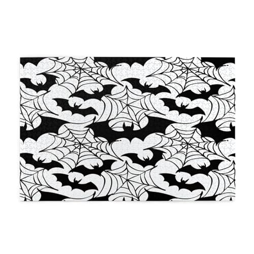 Mexpekil 1000 Teile Puzzles für Erwachsene Halloween Spinnennetz Fledermäuse Muster Holzpuzzles Herausfordernde Puzzlespiele für Jugendliche Geschenke von Mexpekil