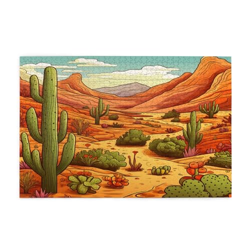 Mexpekil 1000 Teile Puzzles für Erwachsene Retro Kaktus Holzpuzzles Herausfordernde Puzzlespiele für Jugendliche Geschenke von Mexpekil