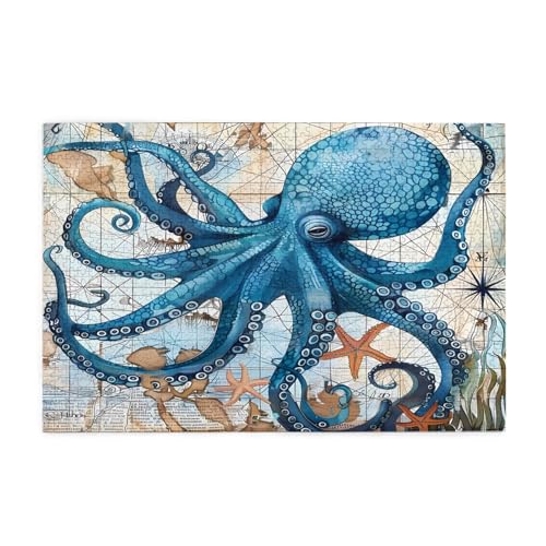 Mexpekil 1000 Teile Puzzles für Erwachsene Vintage Blau Meer Oktopus Weltkarte Holzpuzzles Herausfordernde Puzzlespiele für Jugendliche Geschenke Mexpekil 1000 Teile Puzzles für Erwachsene Vintage Blau Meer Oktopus Weltkarte Holzpuzzles Herausfordernde Puzzlespiele für Jugendliche Geschenke von Mexpekil