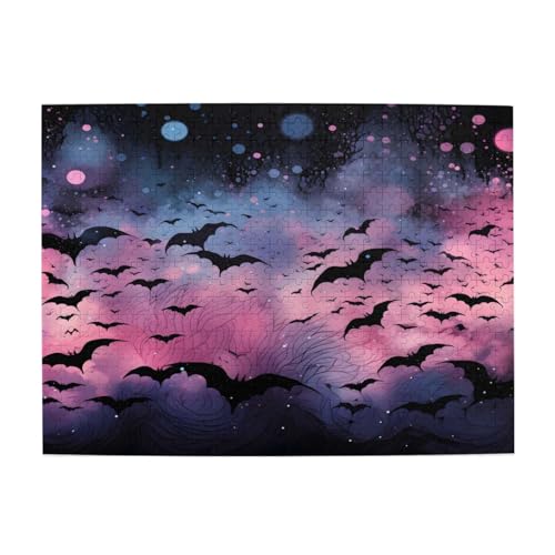 Mexpekil 500 Teile Puzzles für Erwachsene Halloween Fledermäuse Tier Holzpuzzles Herausfordernde Puzzlespiele für Jugendliche Geschenke von Mexpekil