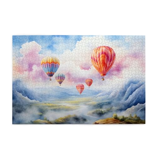 Mexpekil Heißluftballon Berg 1000 Teile Puzzles für Erwachsene Holzpuzzles Erwachsene Puzzle Lernspiele für Erwachsene Geschenke Wohnkultur von Mexpekil