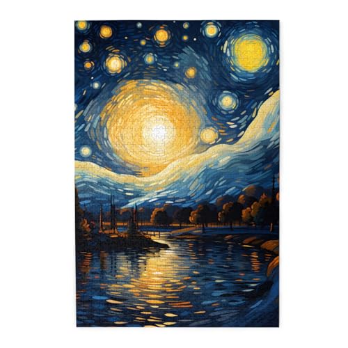 Mexpekil Malen Sternenhimmel 1000 Teile Puzzles für Erwachsene Holzpuzzles Erwachsene Puzzle Lernspiele für Erwachsene Geschenke Wohnkultur von Mexpekil