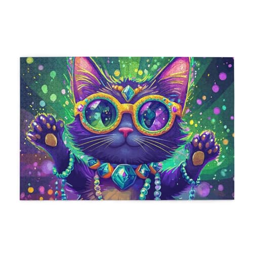 Mexpekil Puzzle für Erwachsene, 1000 Teile, Holzpuzzle, Lernspiele für Erwachsene, Geschenke (Schmuckkatze) von Mexpekil