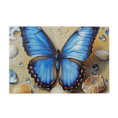 Mexpekil Puzzles für Erwachsene, 1000 Teile Holzpuzzle Lernspiele für Erwachsene Geschenke (Blauer Schmetterlingsstrand) von Mexpekil