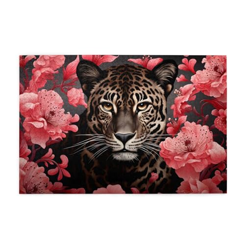 Mexpekil Puzzles für Erwachsene, 1000 Teile Holzpuzzle Lernspiele für Erwachsene Geschenke (Leopardengesicht, rosa Blume) von Mexpekil