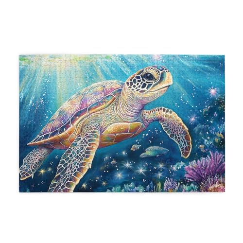 Mexpekil Puzzles für Erwachsene, 1000 Teile Holzpuzzle Lernspiele für Erwachsene Geschenke (Meeresschildkrötenmuster) von Mexpekil