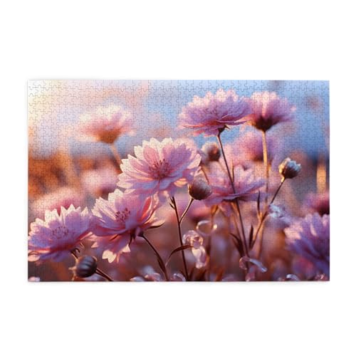 Mexpekil Puzzles für Erwachsene, 1000 Teile Holzpuzzle Lernspiele für Erwachsene Geschenke (Rosa Wildblume) von Mexpekil