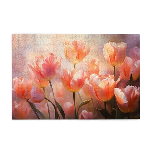 Mexpekil Puzzles für Erwachsene, 1000 Teile Holzpuzzle Lernspiele für Erwachsene Geschenke (Tulpe Rosa) von Mexpekil