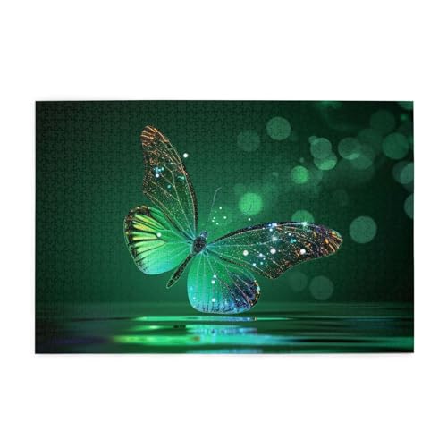 Mexpekil Puzzles für Erwachsene, 1000 Teile Holzpuzzle Lernspiele für Erwachsene Geschenke (grüner Juwelenschmetterling) von Mexpekil