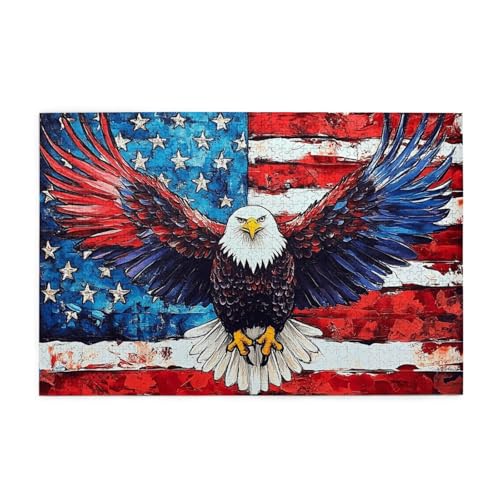 Mexpekil Puzzles für Erwachsene 1000 Teile Holzpuzzle Lernspiele für Erwachsene Geschenke (Adler mit Flagge) von Mexpekil