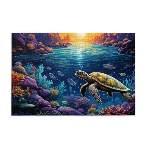 Mexpekil Puzzles für Erwachsene 1000 Teile Holzpuzzle Lernspiele für Erwachsene Geschenke (Art Lake Turtle) von Mexpekil