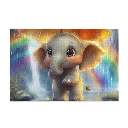 Mexpekil Puzzles für Erwachsene 1000 Teile Holzpuzzle Lernspiele für Erwachsene Geschenke (Cartoon Baby Elefant) von Mexpekil