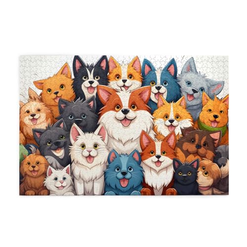 Mexpekil Puzzles für Erwachsene 1000 Teile Holzpuzzle Lernspiele für Erwachsene Geschenke (Cartoon Hunde Familie) von Mexpekil