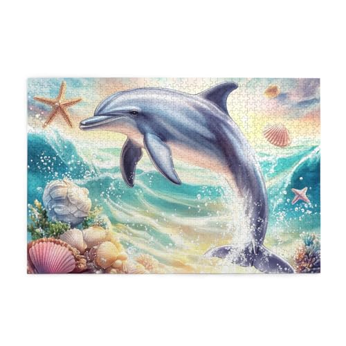 Mexpekil Puzzles für Erwachsene 1000 Teile Holzpuzzle Lernspiele für Erwachsene Geschenke (Dolphin PearlSeestern Muscheln) von Mexpekil