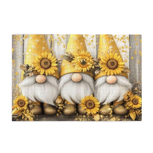 Mexpekil Puzzles für Erwachsene 1000 Teile Holzpuzzle Lernspiele für Erwachsene Geschenke (Drei Gelbe Zwerge Holz) von Mexpekil