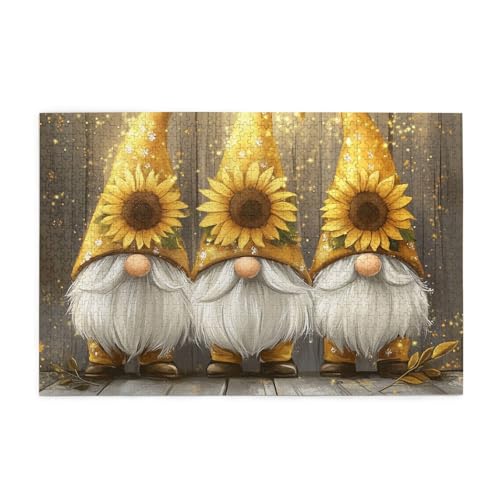Mexpekil Puzzles für Erwachsene 1000 Teile Holzpuzzle Lernspiele für Erwachsene Geschenke (Drei Zwerge Sonnenblume) von Mexpekil