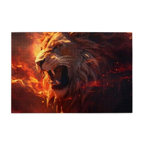 Mexpekil Puzzles für Erwachsene 1000 Teile Holzpuzzle Lernspiele für Erwachsene Geschenke (Feuerlöwe) von Mexpekil