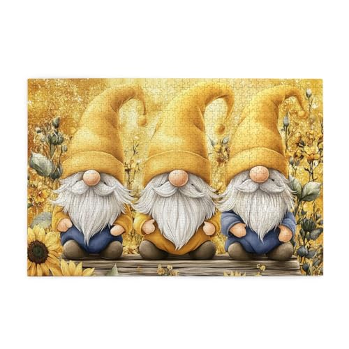 Mexpekil Puzzles für Erwachsene 1000 Teile Holzpuzzle Lernspiele für Erwachsene Geschenke (Gelbe Sonnenblumen Holz Zwerge) von Mexpekil