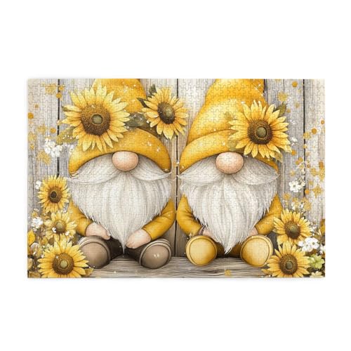 Mexpekil Puzzles für Erwachsene 1000 Teile Holzpuzzle Lernspiele für Erwachsene Geschenke (Gelbe Sonnenblumen Zwerge Holz) von Mexpekil