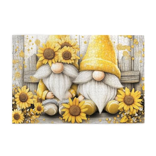 Mexpekil Puzzles für Erwachsene 1000 Teile Holzpuzzle Lernspiele für Erwachsene Geschenke (Gelbe Zwerge Sonnenblumen Holz) von Mexpekil