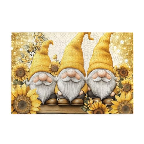 Mexpekil Puzzles für Erwachsene 1000 Teile Holzpuzzle Lernspiele für Erwachsene Geschenke (Glitzer Zwerge Gelbe Blumen) von Mexpekil