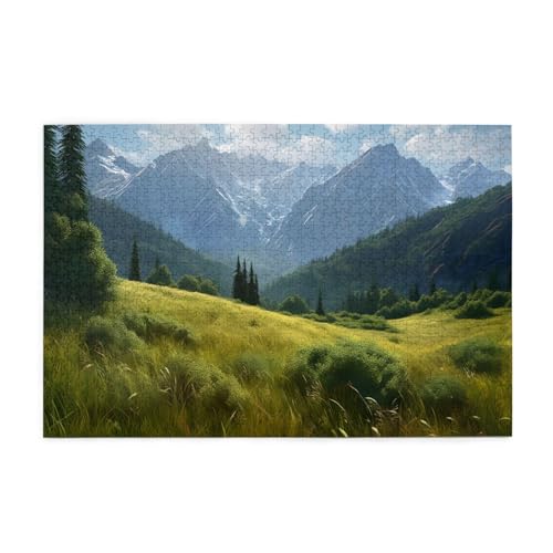 Mexpekil Puzzles für Erwachsene 1000 Teile Holzpuzzle Lernspiele für Erwachsene Geschenke (Grasland Mountain) von Mexpekil