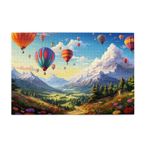 Mexpekil Puzzles für Erwachsene 1000 Teile Holzpuzzle Lernspiele für Erwachsene Geschenke (Heißluftballon Landschaft) von Mexpekil