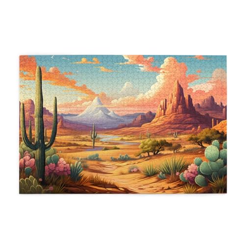 Mexpekil Puzzles für Erwachsene 1000 Teile Holzpuzzle Lernspiele für Erwachsene Geschenke (Kaktus Wüstenlandschaft) von Mexpekil