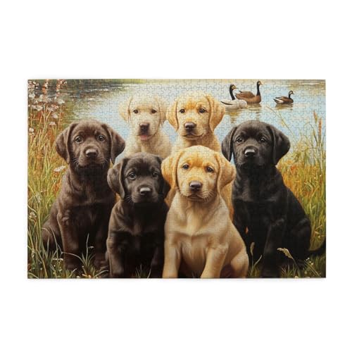 Mexpekil Puzzles für Erwachsene 1000 Teile Holzpuzzle Lernspiele für Erwachsene Geschenke (Labrador Retriever Hunde) von Mexpekil