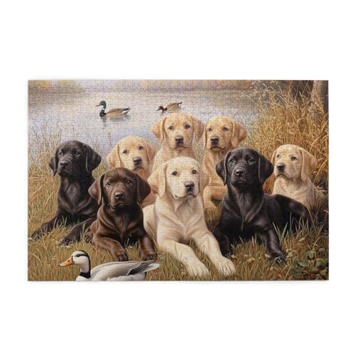 Mexpekil Puzzles für Erwachsene 1000 Teile Holzpuzzle Lernspiele für Erwachsene Geschenke (Labrador Retriever Welpen) von Mexpekil