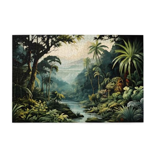 Mexpekil Puzzles für Erwachsene 1000 Teile Holzpuzzle Lernspiele für Erwachsene Geschenke (Landschaft Tropenwald) von Mexpekil