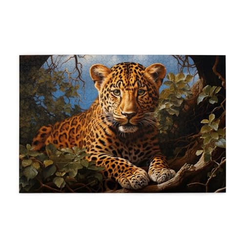 Mexpekil Puzzles für Erwachsene 1000 Teile Holzpuzzle Lernspiele für Erwachsene Geschenke (Leopardenwald) von Mexpekil