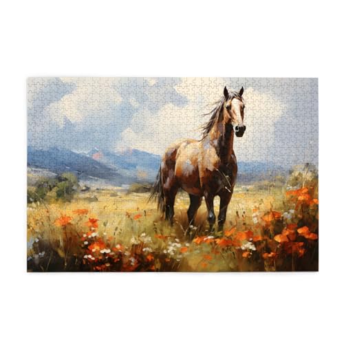 Mexpekil Puzzles für Erwachsene 1000 Teile Holzpuzzle Lernspiele für Erwachsene Geschenke (Painting Horse) von Mexpekil
