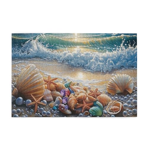 Mexpekil Puzzles für Erwachsene 1000 Teile Holzpuzzle Lernspiele für Erwachsene Geschenke (Pearl Shell Waves) von Mexpekil