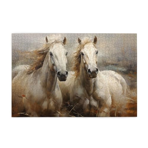 Mexpekil Puzzles für Erwachsene 1000 Teile Holzpuzzle Lernspiele für Erwachsene Geschenke (Pferdemalerei) von Mexpekil
