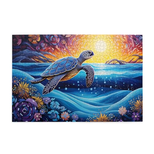 Mexpekil Puzzles für Erwachsene 1000 Teile Holzpuzzle Lernspiele für Erwachsene Geschenke (Schildkröte Blumenkunst) von Mexpekil