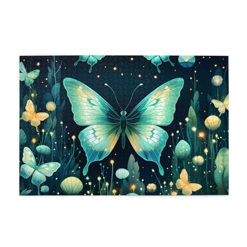Mexpekil Puzzles für Erwachsene 1000 Teile Holzpuzzle Lernspiele für Erwachsene Geschenke (Schmetterlinge Blaugrün) von Mexpekil