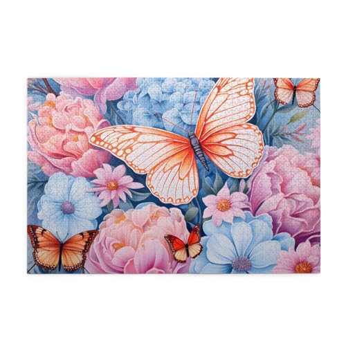 Mexpekil Puzzles für Erwachsene 1000 Teile Holzpuzzle Lernspiele für Erwachsene Geschenke (Schmetterlinge Blumen) von Mexpekil