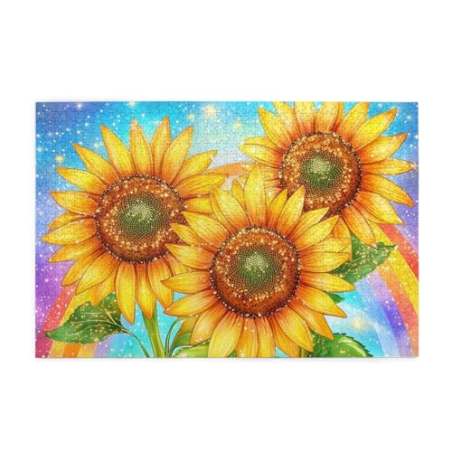 Mexpekil Puzzles für Erwachsene 1000 Teile Holzpuzzle Lernspiele für Erwachsene Geschenke (Sonnenblumen Regenbogen Galaxie) von Mexpekil