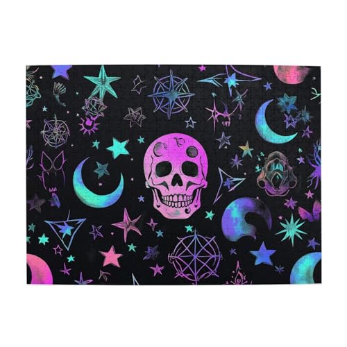 Mexpekil Skulls Moon Symble 500 Teile Puzzles für Erwachsene Holzpuzzles Erwachsene Puzzle Lernspiele für Erwachsene Geschenke Wohnkultur von Mexpekil