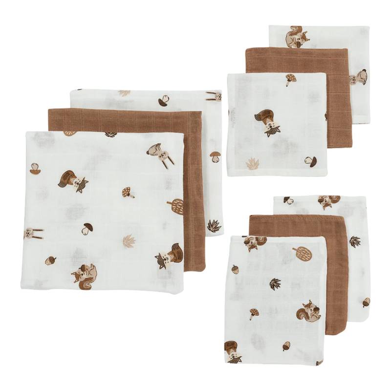 Meyco Baby 9-tlg. Starterset mit Mullwindeln, Spucktücher und Waschlappen beige von Meyco Baby