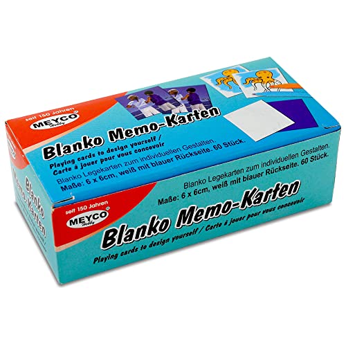 Blanko Memory Karten 6X 6 cm, wei? mit Blauer R?ckseite, 60 Karten von Meyco