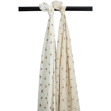 Meyco Baby Ginkgo Swaddle 2er Pack OffWhite/SoftSand von Meyco